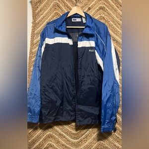 FILA Men's Vintage Blue & White Windbreaker Zip Up Jacket,Size M